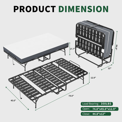 Twin Wide Memory Foam Bed and Rollaway Cot
