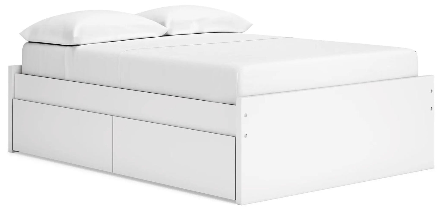 Onita platform bed in white with two under-bed storage drawers on Tampa Home & Garden Store