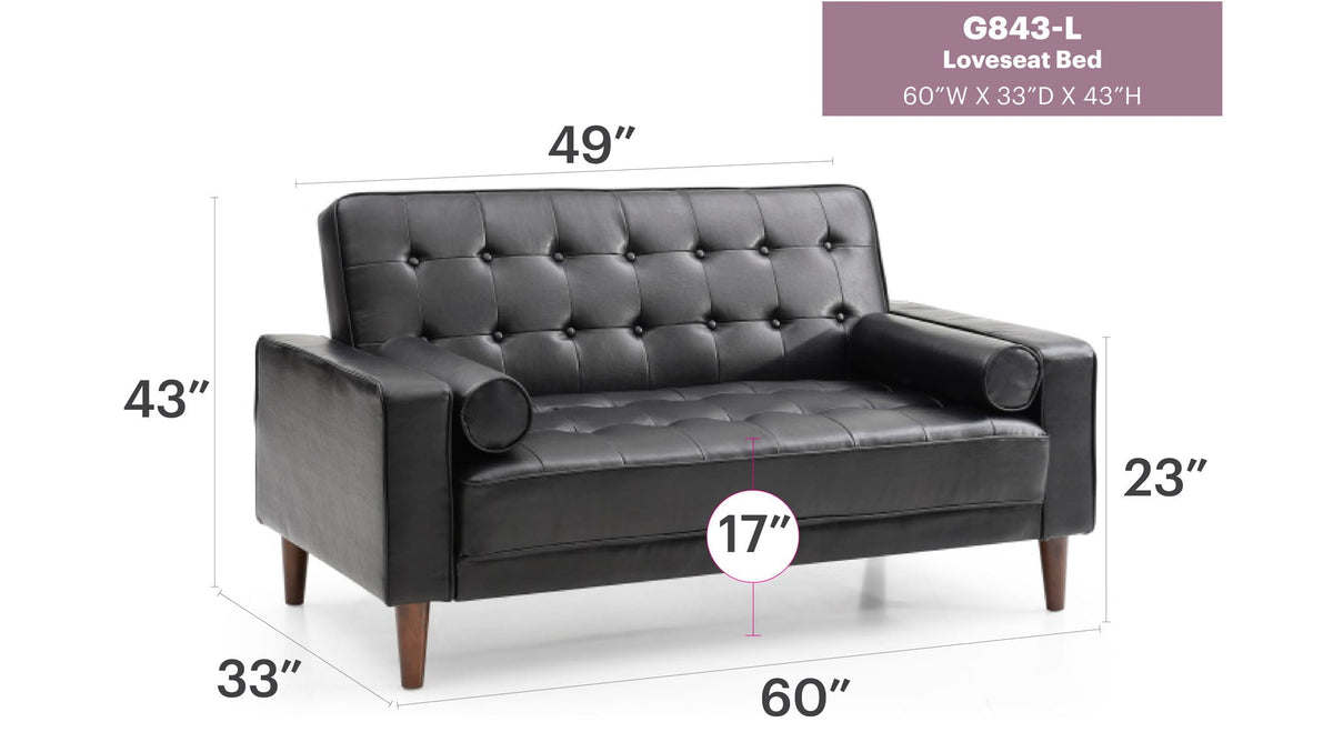 Contemporary Loveseat by HouseOfZazla black tufted faux leather wood legs Tampa Store on Tampa Home & Garden Store