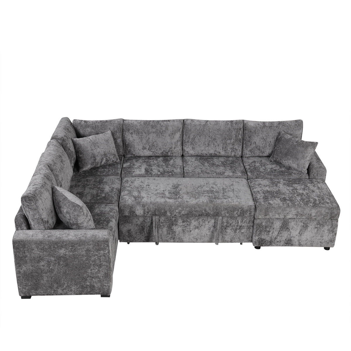 HouseOfZazla gray sectional sleeper sofa with storage ottoman and 3 pillows on Tampa Home & Garden Store