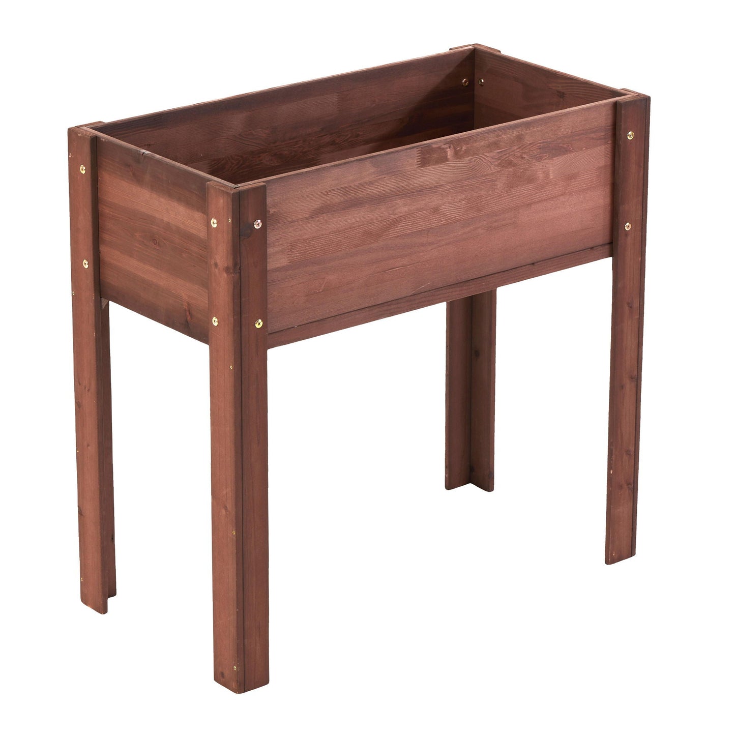 Raised wooden garden bed with legs, brown-stained elevated planter box by HouseOfZazla on Tampa Home & Garden Store