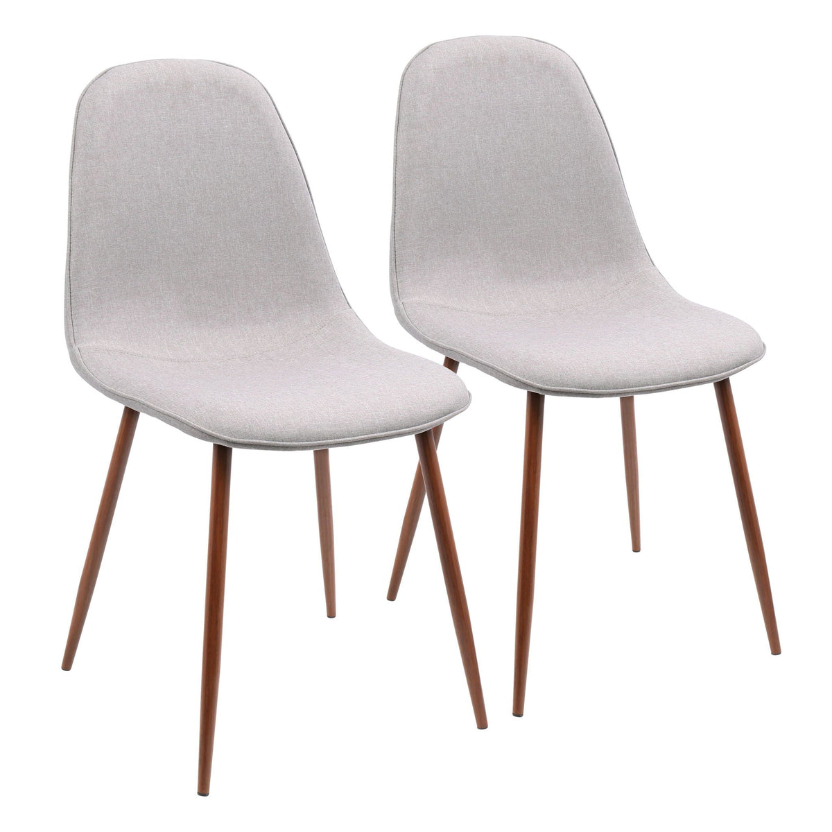 Pebble mid-century modern dining chair set with gray upholstered seats and wood legs, 2 chairs on Tampa Home & Garden Store