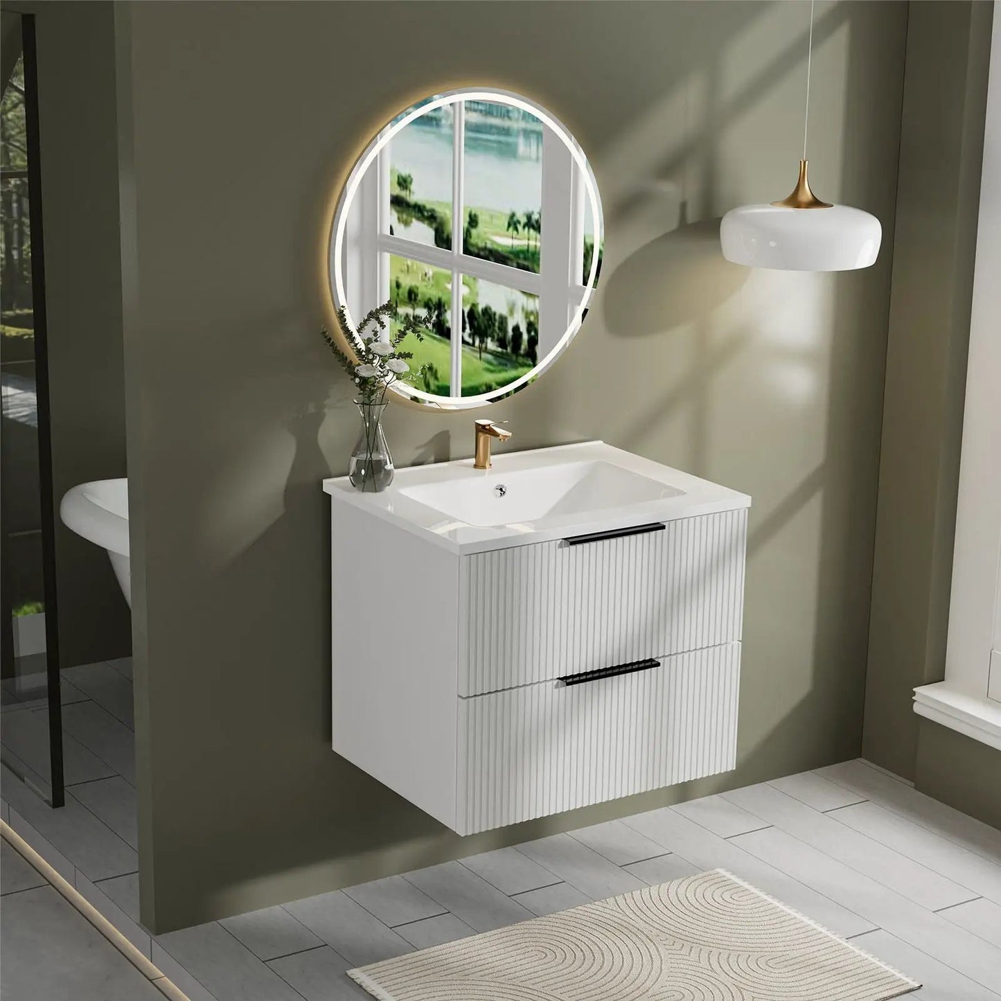 Floating Wall Mounted Vanity Sink and Drawers
