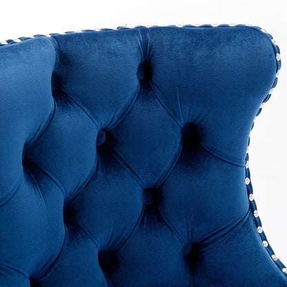 Blue tufted velvet barstools set of 2 with nailhead trim by HouseOfZazla on Tampa Home & Garden Store