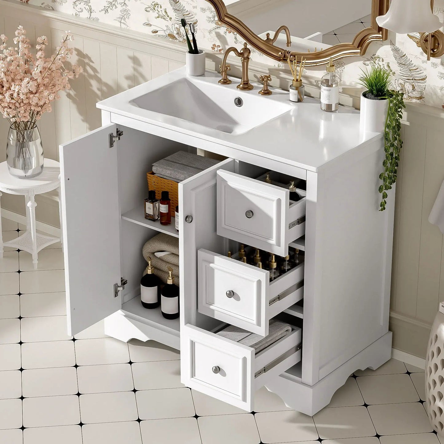 Bathroom Vanity with Sink and Soft-Close Doors