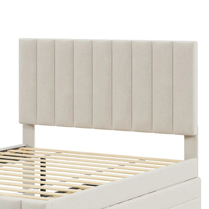 Upholstered Bed with Twin Trundle and 3 Drawers