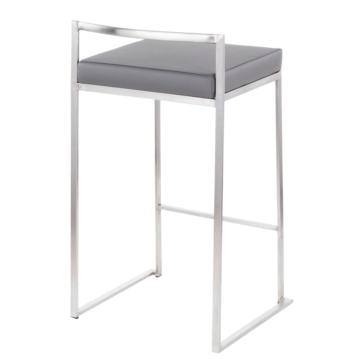 Contemporary stackable counter stool with padded gray seat and chrome frame on Tampa Home & Garden Store