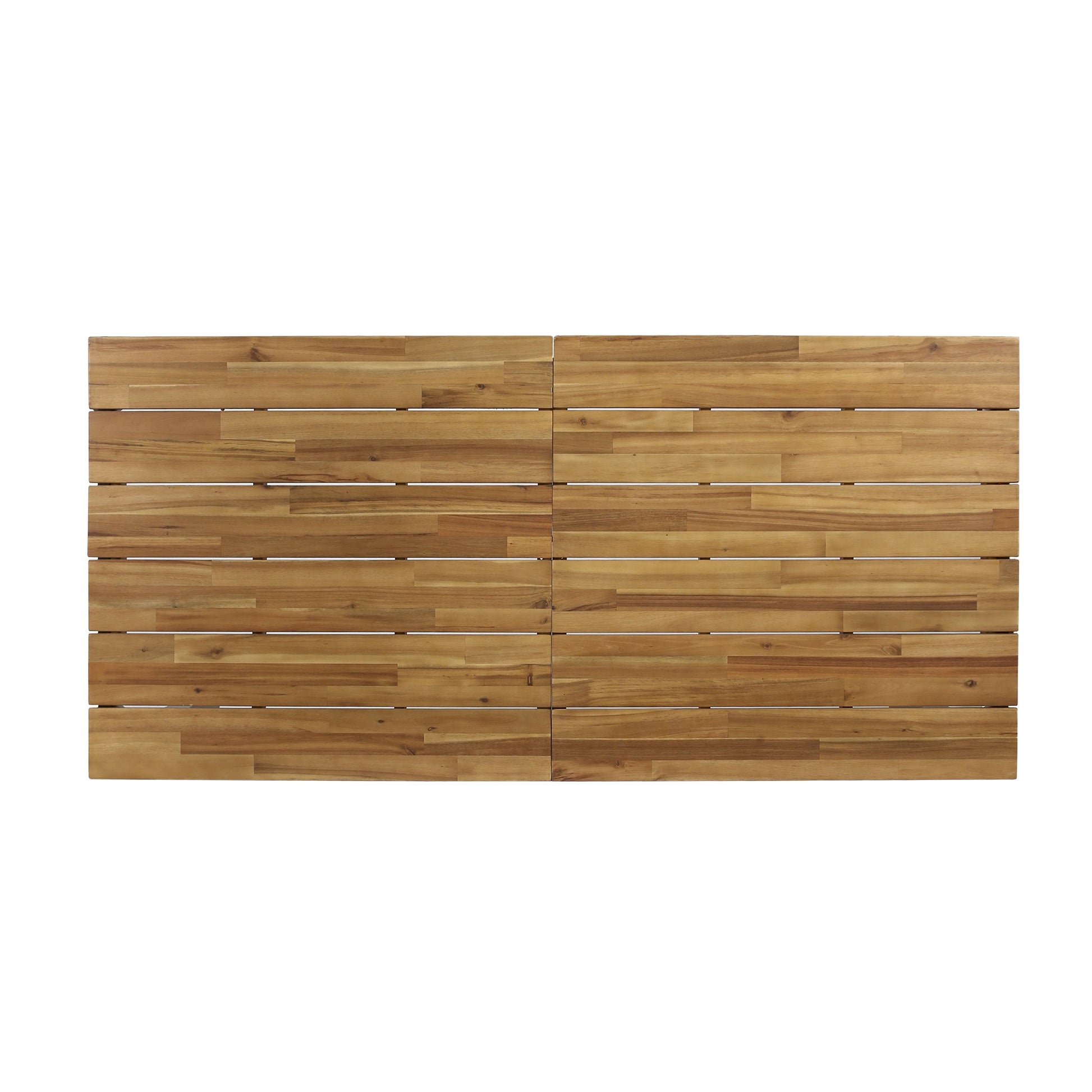 7-Piece outdoor patio dining set by HouseOfZazla with wood slat panels in warm brown finish on Tampa Home & Garden Store