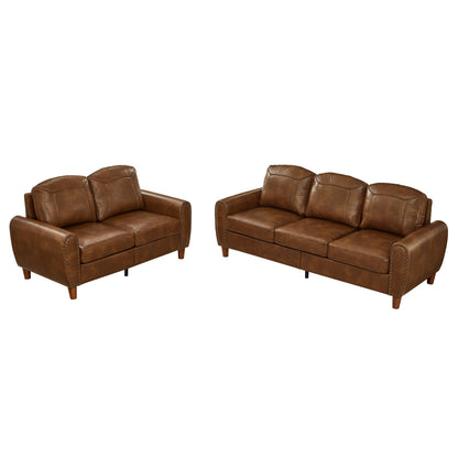 Breathable Faux Leather Sofa and Loveseat Set