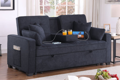 Convertible Sleeper Loveseat with Cup Holder in dark gray upholstery by HouseOfZazla on Tampa Home & Garden Store