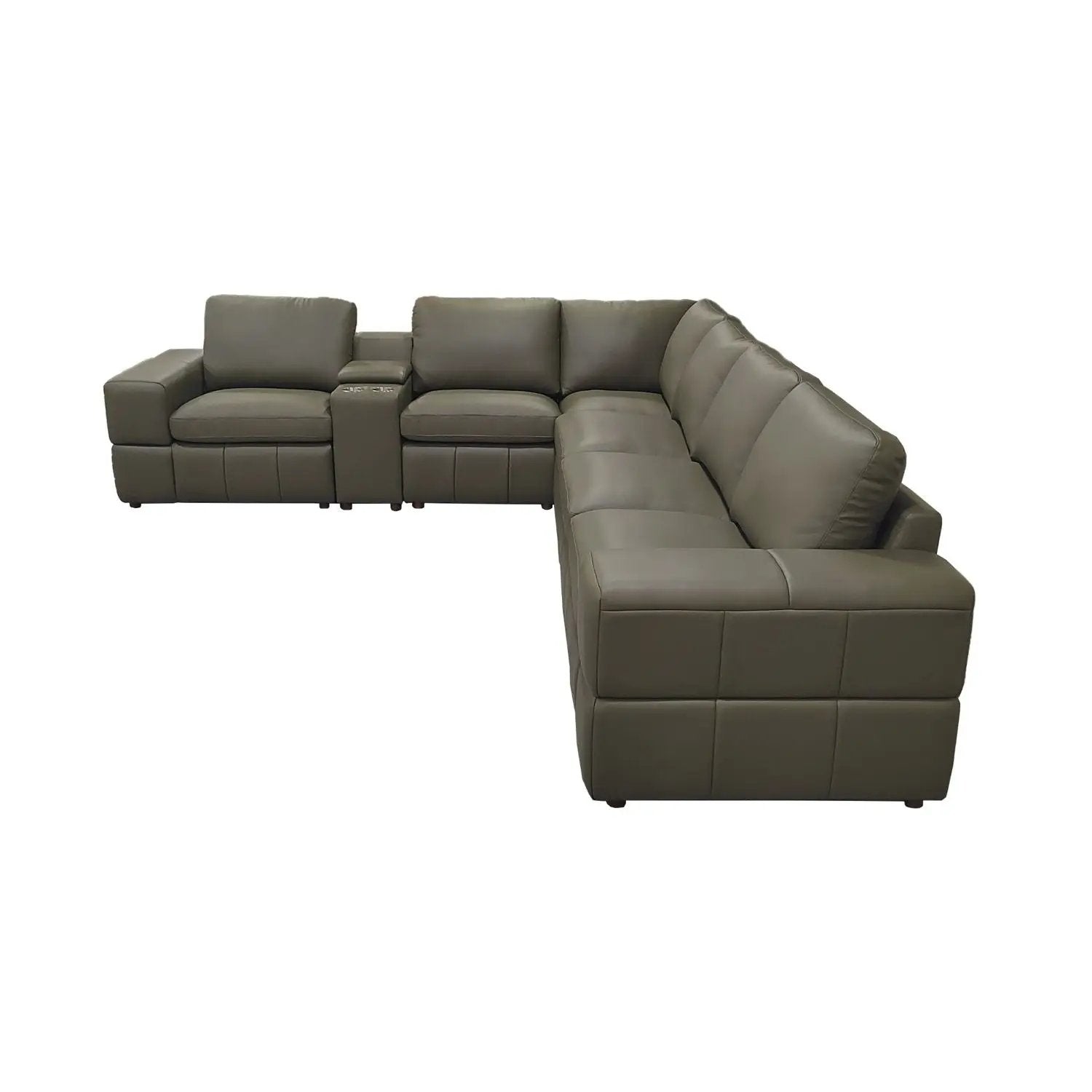 Upholstered sectional with recliner seats gray-green leather by Unique Piece Furniture on Tampa Home & Garden Store