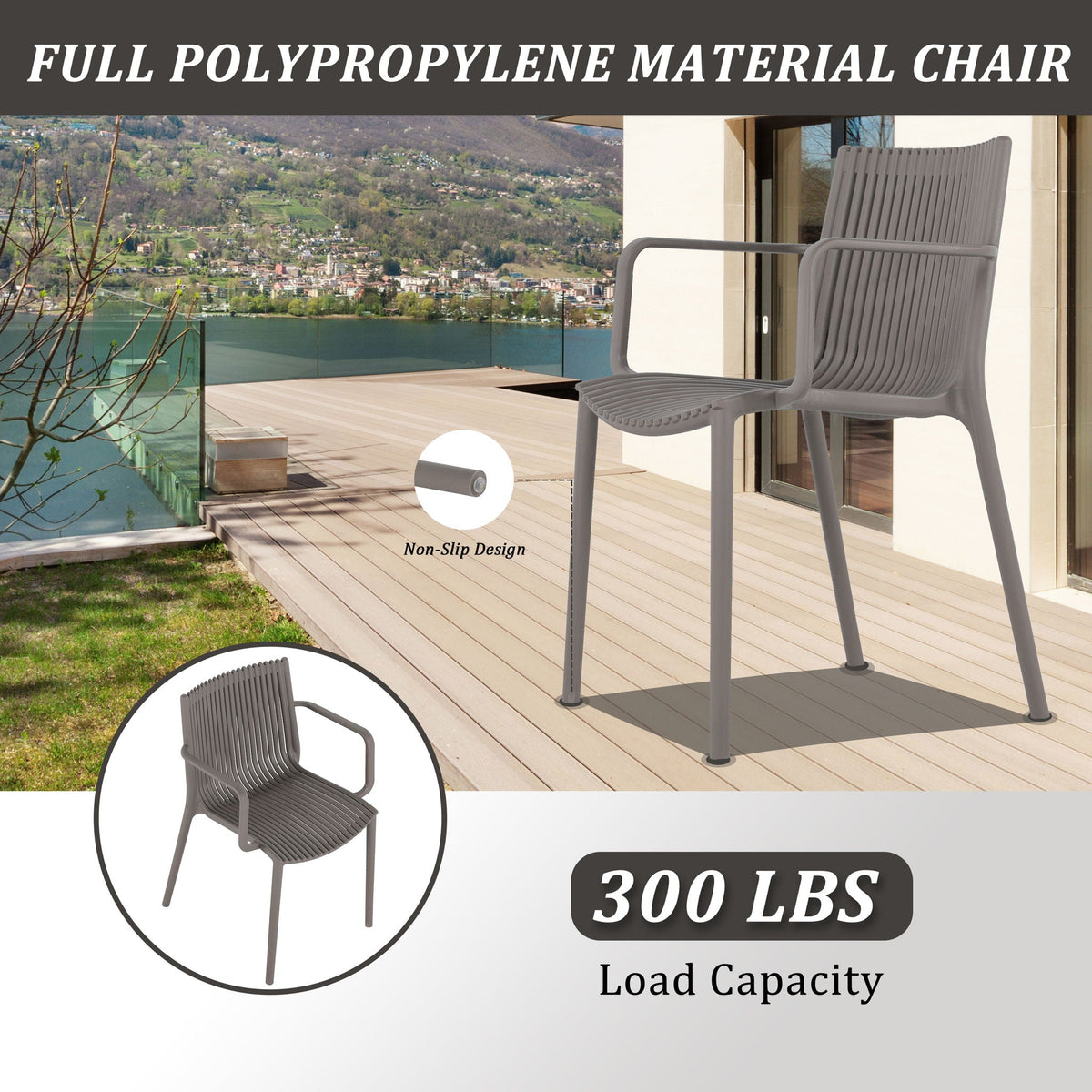 4 Stackable Plastic Chairs and Round Table