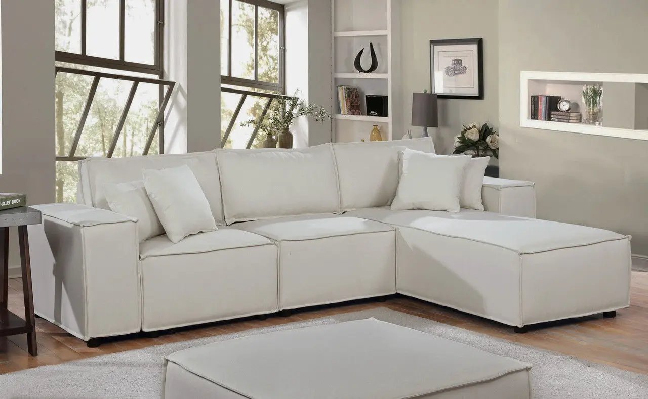 Harvey sofa with reversible chaise, cream fabric by Unique Piece Furniture on Tampa Home & Garden Store