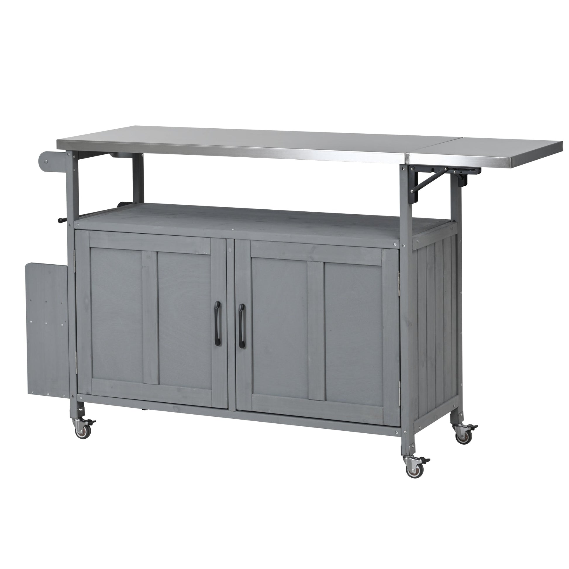 Foldable outdoor kitchen island cart by HouseOfZazla, gray metal with wheels on Tampa Home & Garden Store