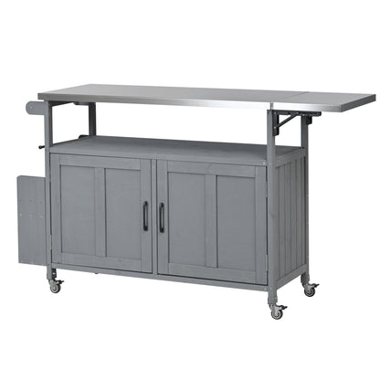 Foldable outdoor kitchen island cart by HouseOfZazla, gray metal with wheels on Tampa Home & Garden Store