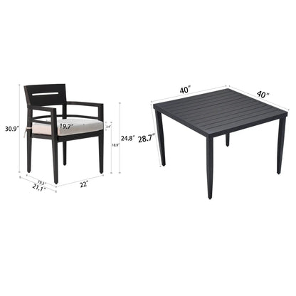 Outdoor Modern Dining Set with Cushioned Chairs