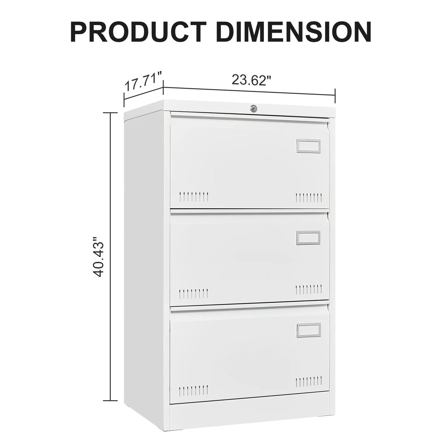 Lateral filing cabinet, 3-drawer locking metal unit in white by Unique Piece Furniture on Tampa Home & Garden Store