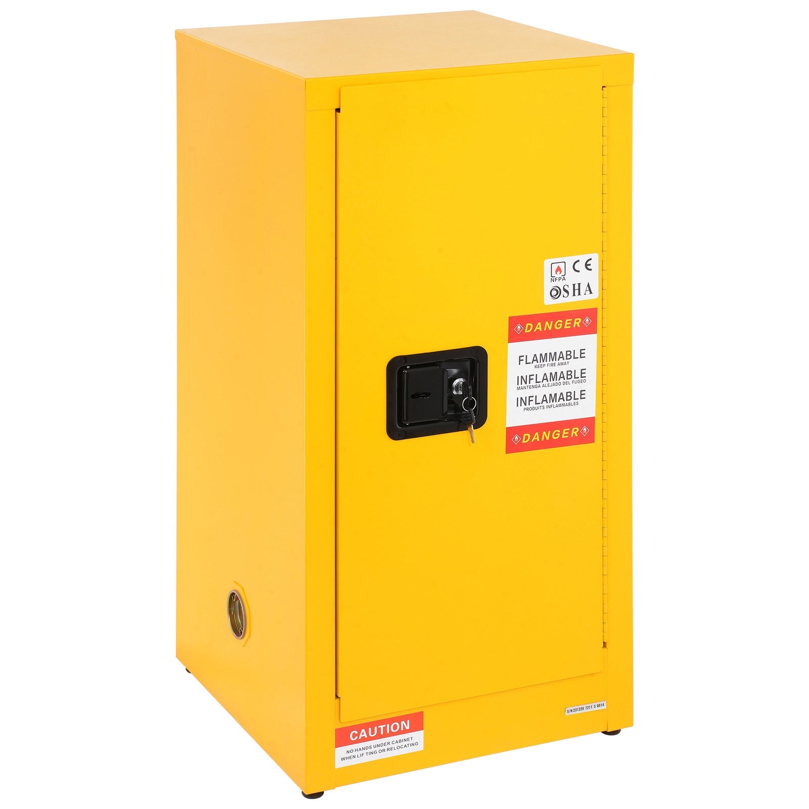 Galvanized steel flammable storage cabinet by HouseOfZazla, yellow cabinet with lockable door on Tampa Home & Garden Store