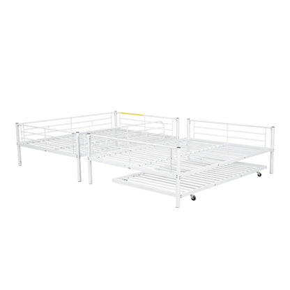 Steel Construction Bunk Bed white metal frame with guard rails and ladder on Tampa Home & Garden Store