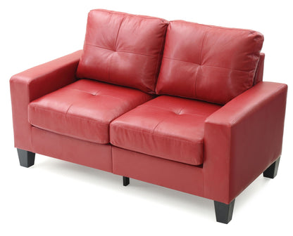 Red leather Track Arm Loveseat with pocket coil cushions by HouseOfZazla, stationary loveseat on Tampa Home & Garden Store