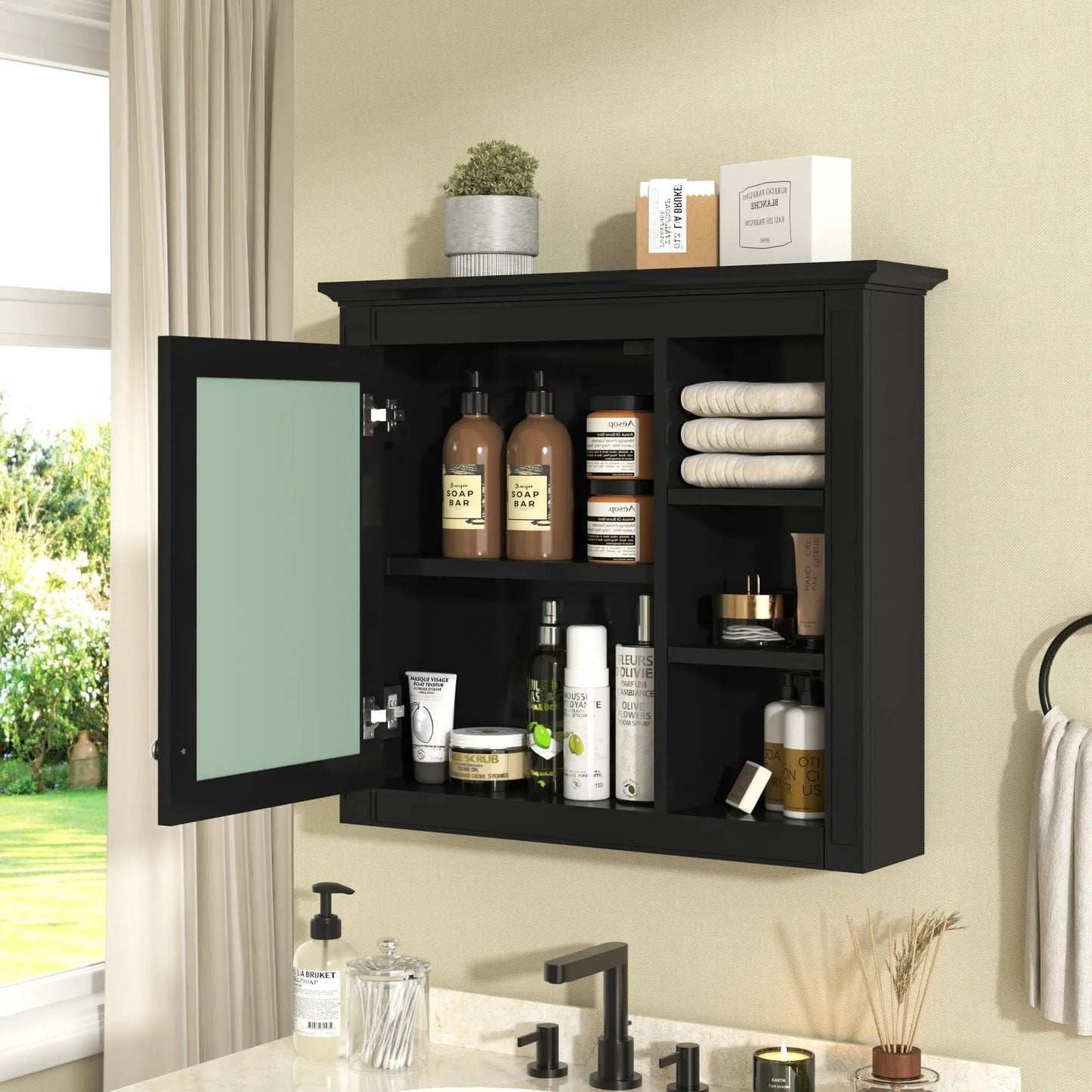 Modern Wall-Mounted Medicine Cabinet with Mirror