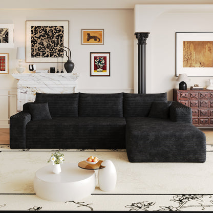 Modern Minimalist Cloud Sectional Sofa by HouseOfZazla in black ribbed fabric on Tampa Home & Garden Store