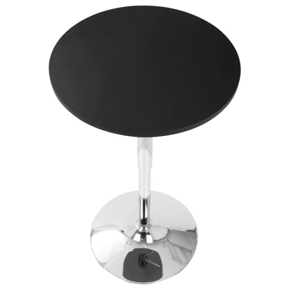 Adjustable contemporary bar table with black round top and chrome pedestal base on Tampa Home & Garden Store