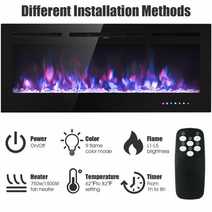 50" Electric Fireplace – Wall Mounted