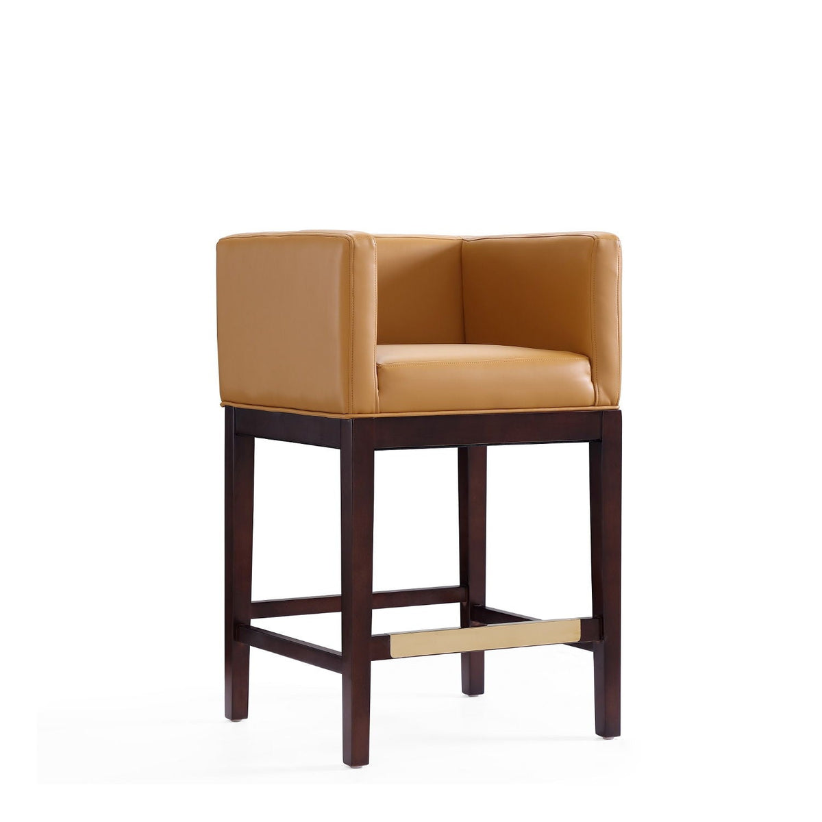 Counter stool with tan upholstered seat and back, beech wood frame, counter height 24–27 in, HouseOfZazla on Tampa Home & Garden Store