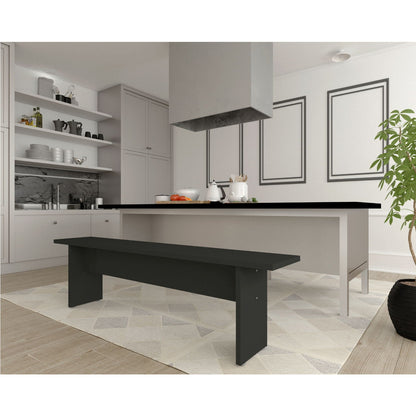 Nomad dining bench for 2, sturdy wood construction, dark charcoal finish, HouseOfZazla on Tampa Home & Garden Store