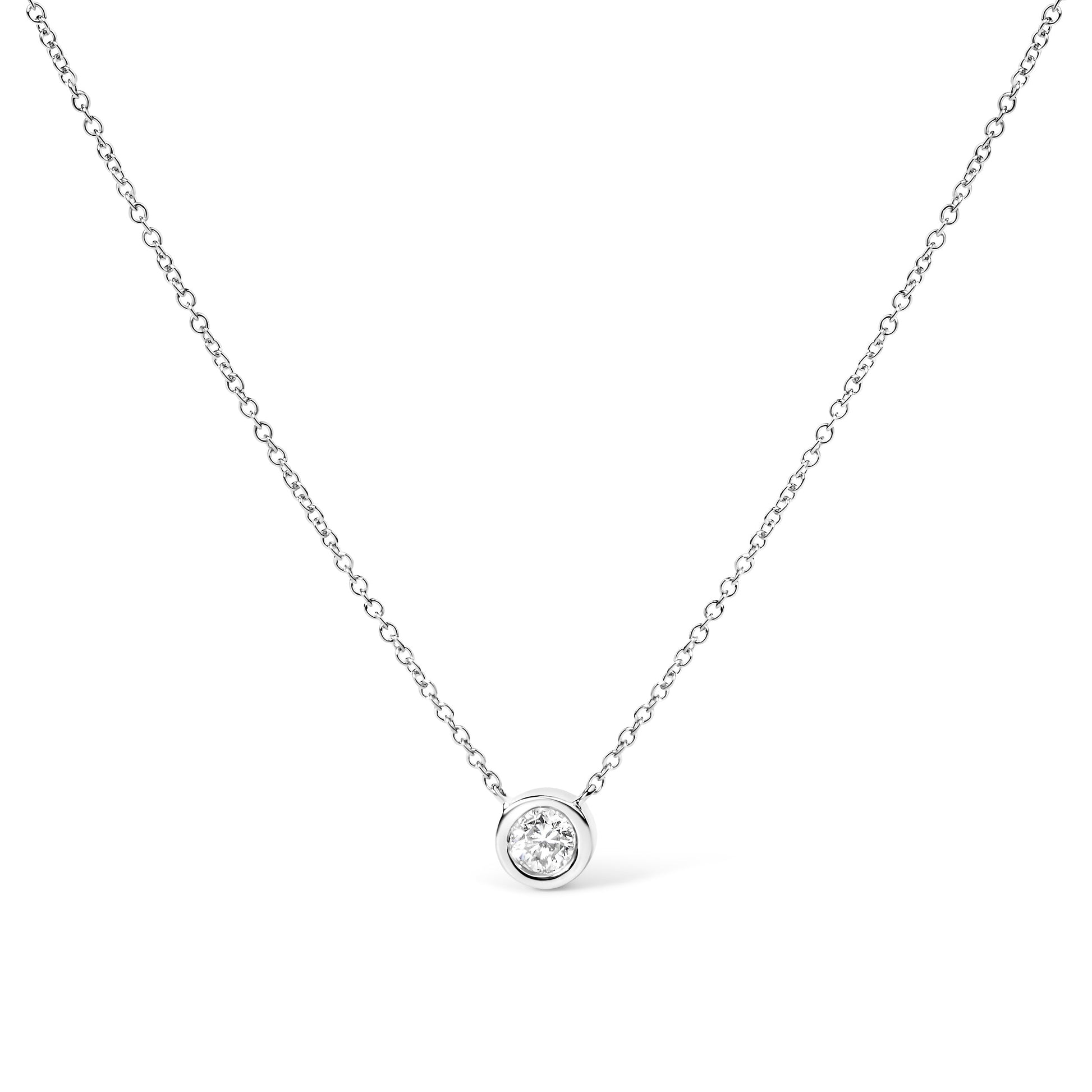 10K white gold bezel-set diamond pendant necklace on 16–18 in chain with round-cut diamond on Tampa Home & Garden Store