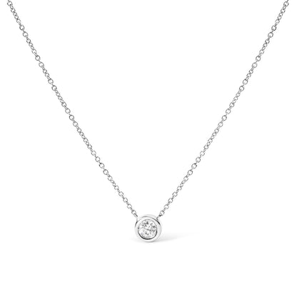 10K white gold bezel-set diamond pendant necklace on 16–18 in chain with round-cut diamond on Tampa Home & Garden Store