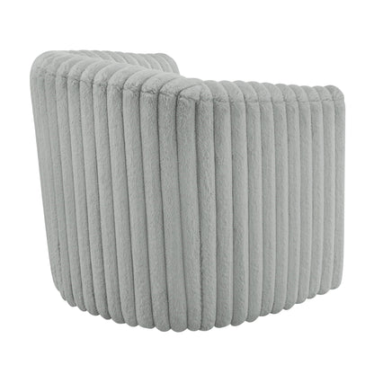 Gray barrel swivel chair in plush cord fabric by HouseOfZazla, swing chair, no assembly on Tampa Home & Garden Store