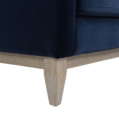 Modern Farmhouse Arm Chair navy velvet upholstery with light oak tapered legs HouseOfZazla on Tampa Home & Garden Store