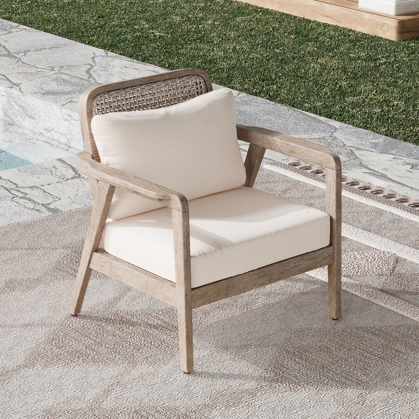 Sturdy Acacia Wood and Outdoor Patio Club Chair