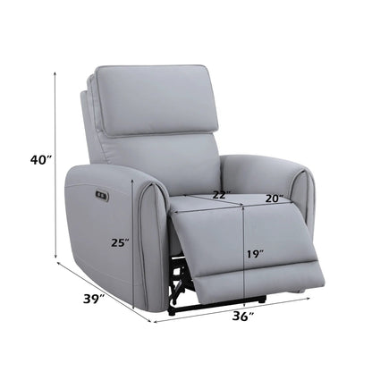 Jeromie Power Motion Recliner gray with USB Port by Unique Piece Furniture on Tampa Home & Garden Store