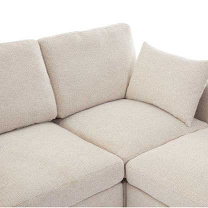 Sectional sofa modular U-shaped with ottoman & USB ports in beige fabric by HouseOfZazla on Tampa Home & Garden Store