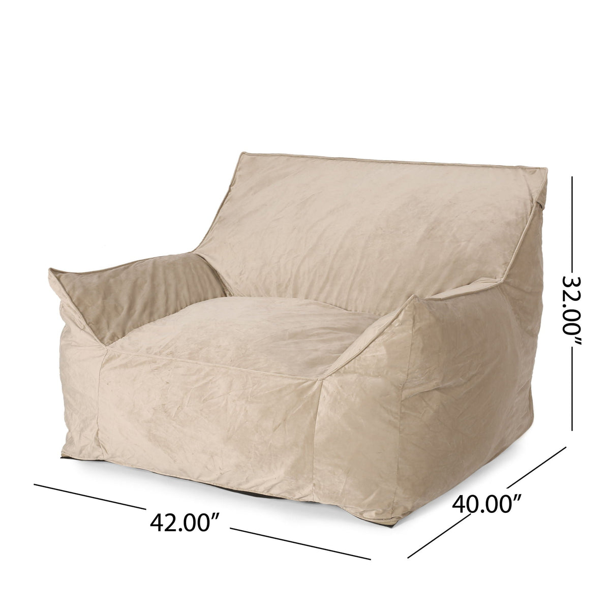 Allea Bean Bag Chair with Armrests in beige fabric, a cozy fabric armchair by HouseOfZazla on Tampa Home & Garden Store