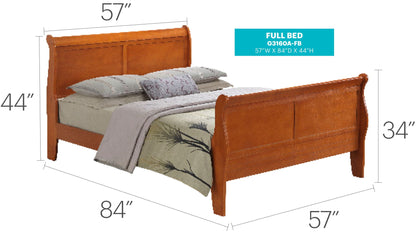 Panel Sleigh Bed by HouseOfZazla, full-size sleigh bed in warm wood finish on Tampa Home & Garden Store