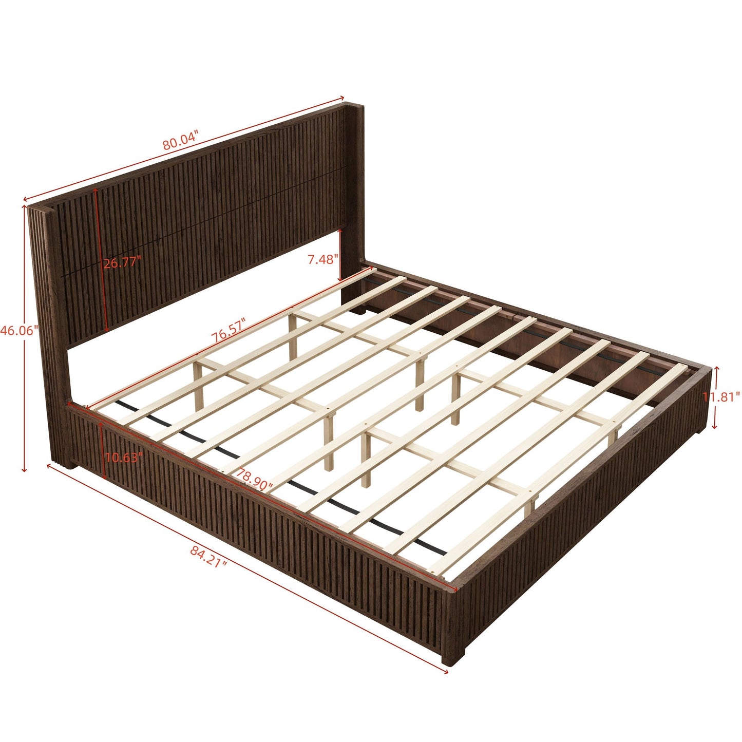 Modern Platform Bed Frame with Tall Headboard