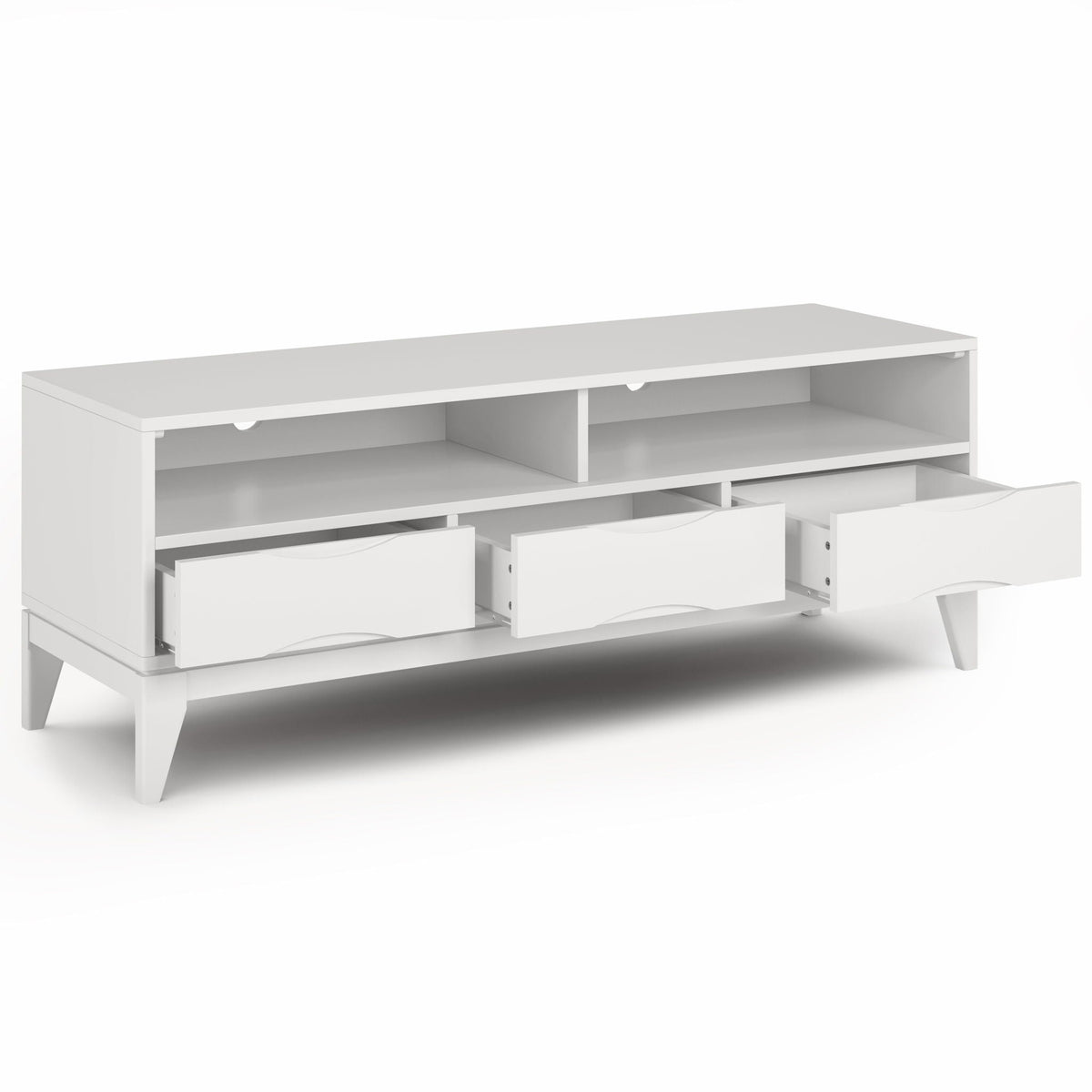 Handcrafted rubberwood TV stand with drawers in white finish by HouseOfZazla on Tampa Home & Garden Store