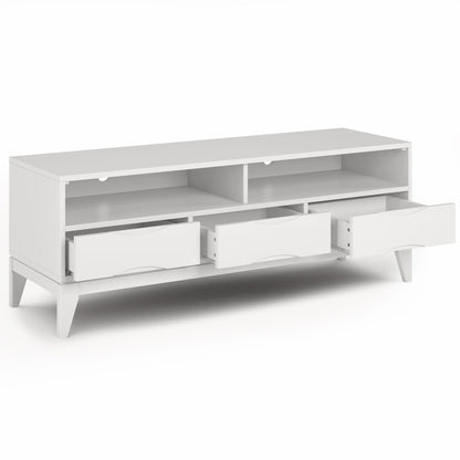 Handcrafted rubberwood TV stand with drawers in white finish by HouseOfZazla on Tampa Home & Garden Store
