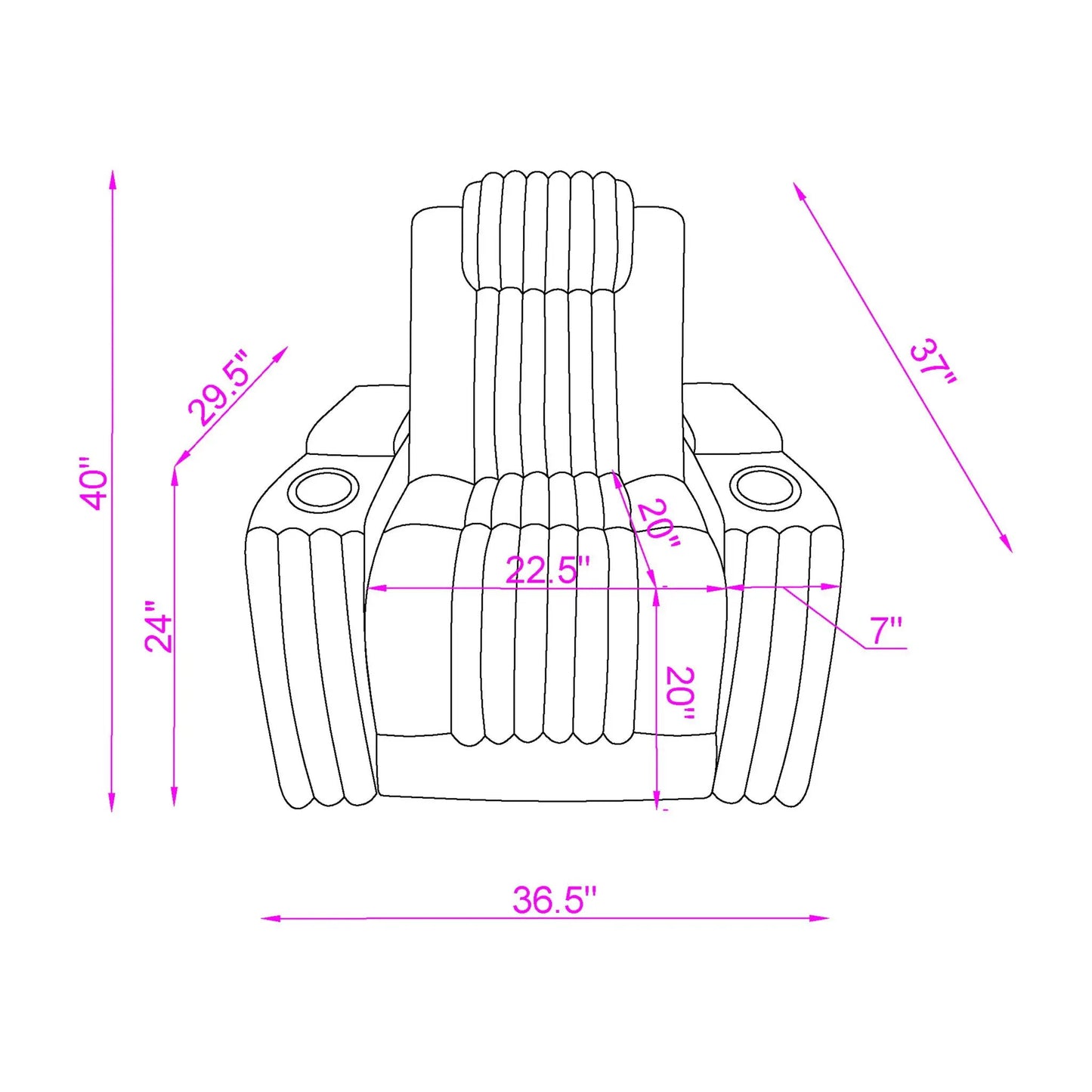 Duran Power Recliner With Power Headrest by Unique Piece Furniture, tall back, 36.5 in wide on Tampa Home & Garden Store