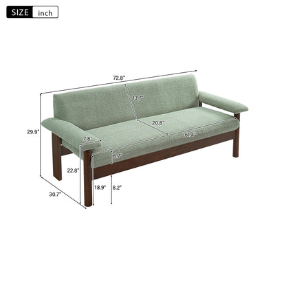Loveseat sofa 2 seater with armrest pillows in sage green textured fabric by HouseOfZazla on Tampa Home & Garden Store