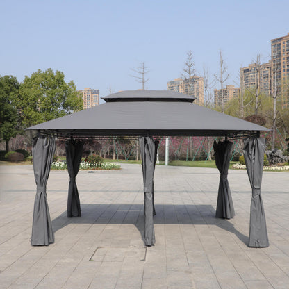 HouseOfZazla 13x10 ft gray outdoor gazebo canopy with ventilated double roof and side walls on Tampa Home & Garden Store