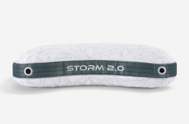 BedGear Storm Cuddle Curve Pillow 2.0 backrest pillow with white quilted cover and gray strap on Tampa Home & Garden Store