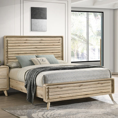 Modern Panel Bed Featuring A Slatted Headboard