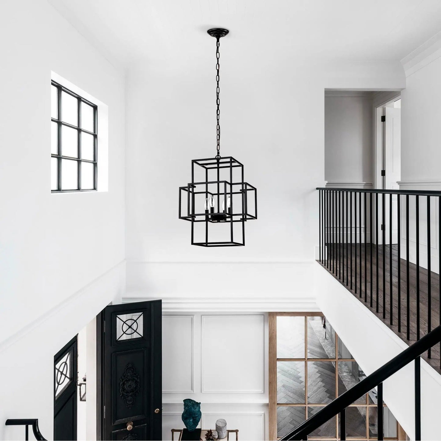 4 Light Metal Lantern Pendant Chandeliers