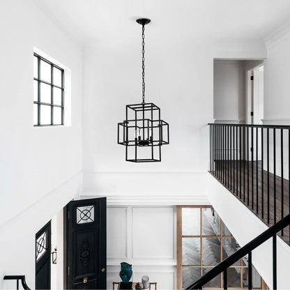 4 Light Metal Lantern Pendant Chandeliers