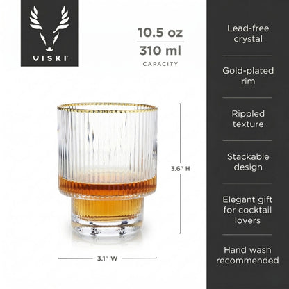 A Set of Two Gold Rimmed Crystal Tumblers